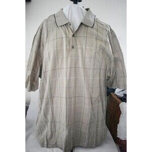 Grand Slam Performance Mens Golf Polo Size XL Striped Beige plaid